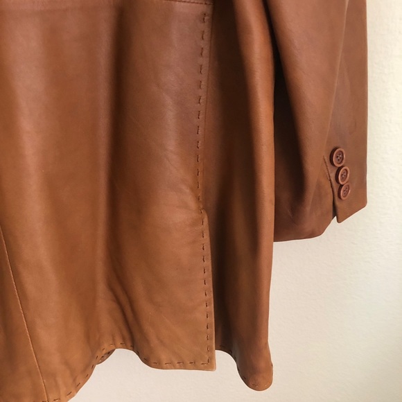 B&C Bod & Christensen Mens Jacket Coat Size 48 Brown Leather Distressed - Picture 8 of 14